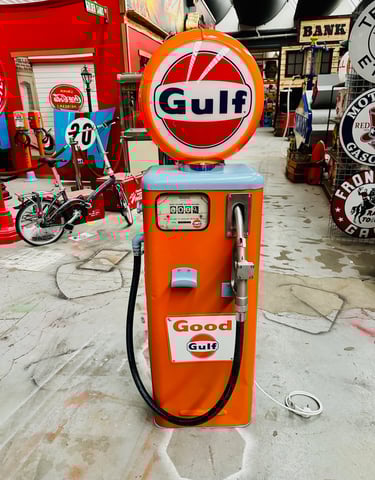 Restored American Gulf gasoline pump.Gulf gasoline pump,