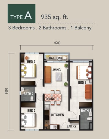 Verte Medini Residence Type A Layout