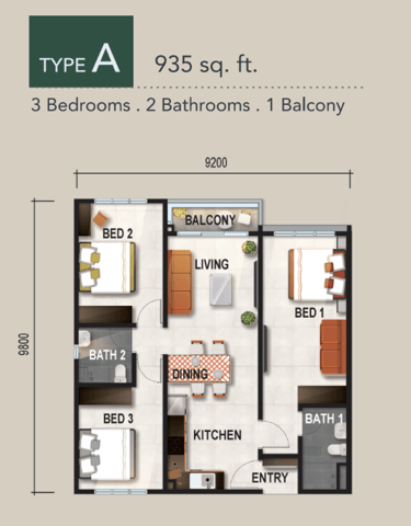 Verte Medini Residence Type A Layout