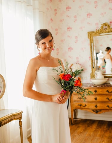 Préparation de la mariée dans un chateau à bordeaux