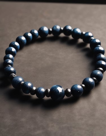A stylish man wearing a handcrafted crystal beaded bracelet with a dark background.