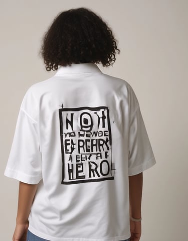 Close-up of a black oversized hoodie with a large graphic print on the back