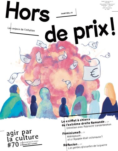 couverture d'agir pour la culture  illustrée par une explosion projetant des étiquettes de prix au-dessus d'une foule