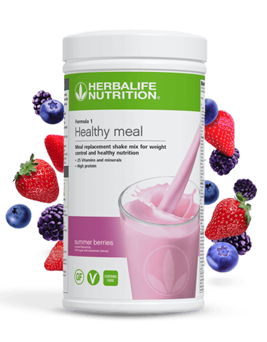 a bottle of healthy meal mix with berries and berries
