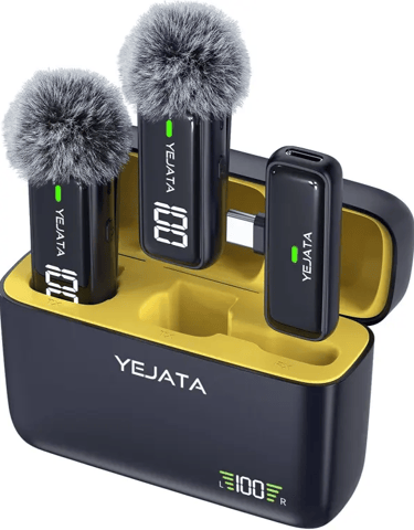 YEJATA K6 Micrófono Lavalier para teléfono con transmisor Pantalla Digital