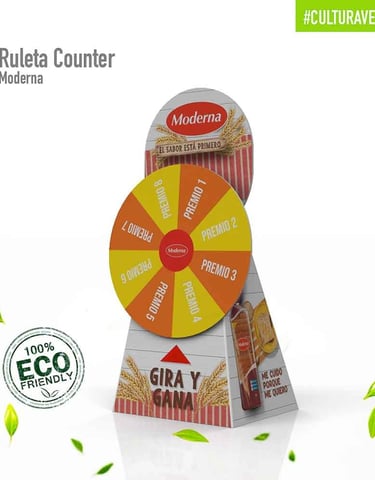 Ruleta promocional hecha en cartón