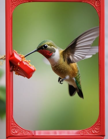 A charming gift box featuring jars of pickled eggs and a bottle of hummingbird food.