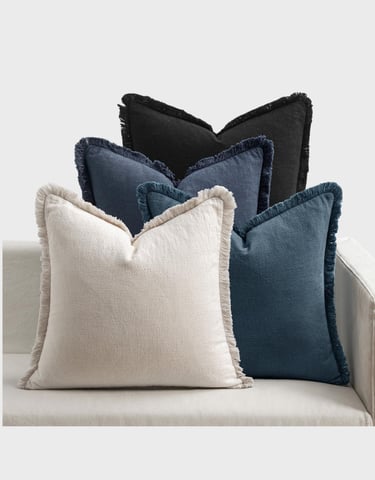 MIULEE Decorative Couch Pillow Covers Neutral Linen Fringe Throw Pillows Set of 4 Boho Farmhouse Sum