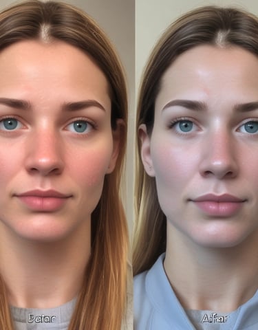 Before and after photos showing visible skin improvement using modenex