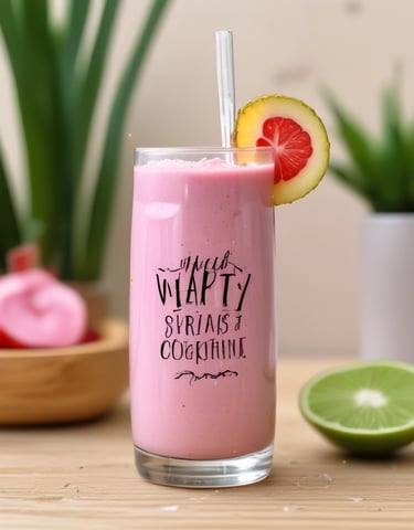 Close-up of a set of colorful custom glasses arranged on a wooden table