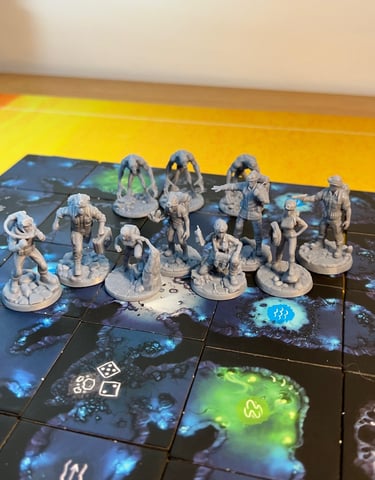 Figurines en résine imprimées en 3D pour jeux de société