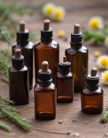 Vintage-style recipe print featuring pine needle tea blends and cozy cabin illustrations.