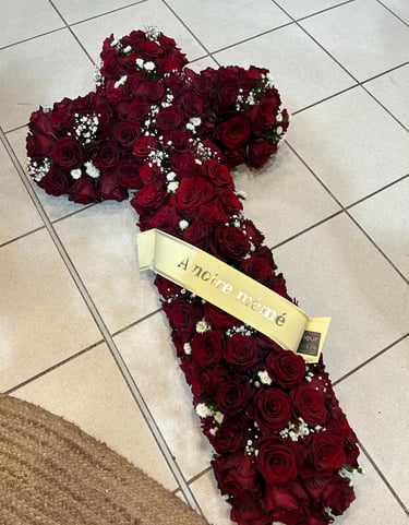 deuil croix par Artisan Fleuriste Ergué-Gabéric proche de Quimper