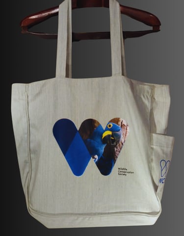 Ecobags ecológica em tecido jeans de Algodão Reciclado para o Projeto WCS Pantanal