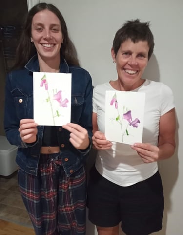 Mum and Daughter private watercolour class session