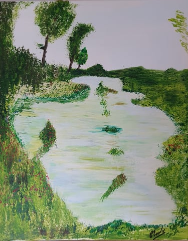 Réf : PAY230728. Etang en été.  33x44cm. 120€.