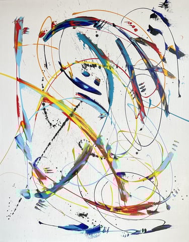 Oeuvre de l'artiste Tiwan  peinture sur toile grand format décoration intérieure  Atome IQ Circus
