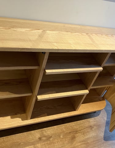 Oak and ash sideboard bookcase curved doors oak strips furniture