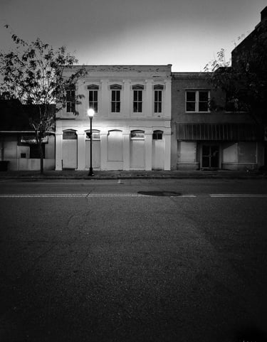 a street light in front of a building