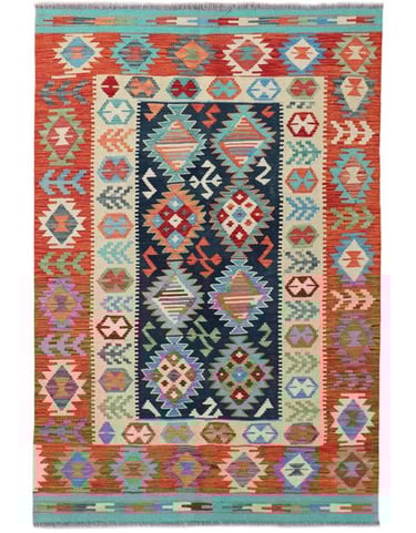 ARYANA KILIM - 186cm x 125cm (6'1 x 4'1) - KILIM RUGS - HANDMADE RUGS