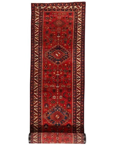 Nasrabad Runner - 469cm x 112cm (15'5 x 3'8) - Antique and old hall runners - HANDMADE RUG COMPANY