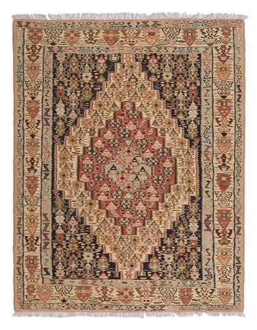 OLD SENNEH KILIM - 145cm x 123cm (4'9 x 4'1) - ANTIQUE KILIM RUG - HANDMADE RUG COMPANY