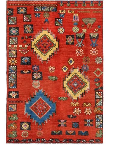 NOMADIC AFGHAN -310cm x 200cm (10'3 x 6'7)  - HANDMADE AFGHAN RUGS - HANDMADE RUG COMPANY