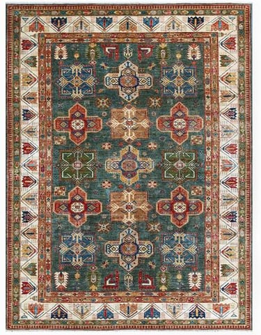 GREEN SHIRVAN - 317cm x 245cm (10'4 x 8') - LARGE RUGS - HANDMADE RUG COMPANY