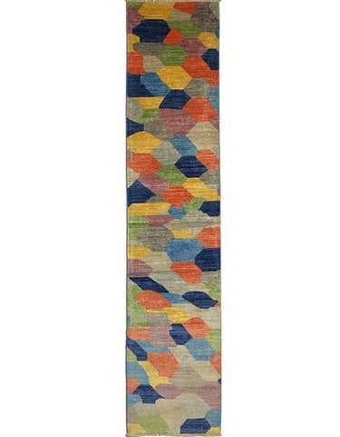 GOETHE RUNNER - 297cm x 63cm (9'9 x 2') - CONTEMPORARY HALL RUNNER ARTISAN CARPET-