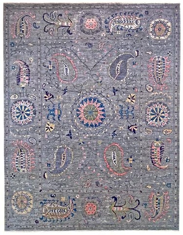 SUZANI RUG - 336cm x 275cm (11' x 9') - GREY SUZANI - HANDMADE RUG COMPANY