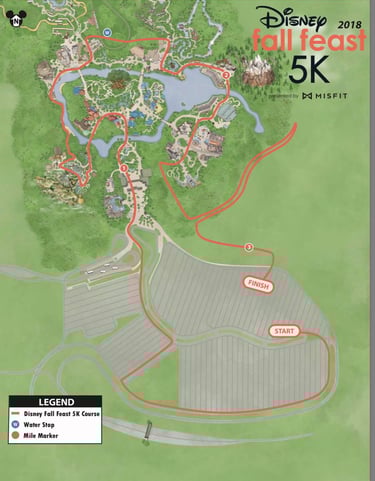2018 runDisney Wine and Dine Half Marathon Weekend Fall Feast 5K Course Map
