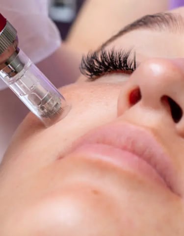 woman getting microneedling on her face