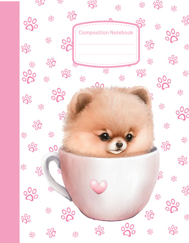 Pomeranian in a pink cup