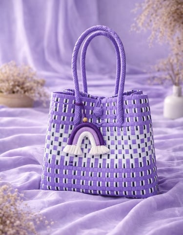 Tas anyaman jali jali plastik warna ungu lavender cocok untuk bingkisan dan hampers berbagai macam acara Craftvitas Indonesia