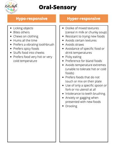 oral sensory sensory processing