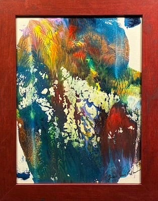 Ghosts poured acrylic paint on canvas paper