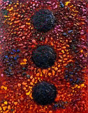 Parker, 2025, Aposiopesis Colour Accretion Study, encaustic oil paint and UV resin on board