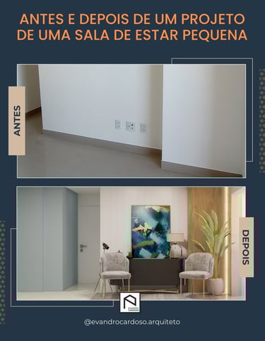 Projeto de Reforma de sala de estar de apartamento compacto em São Paulo