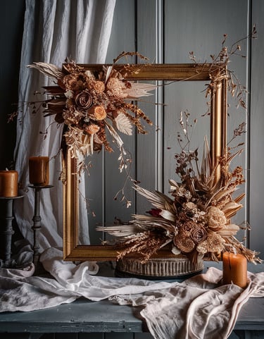 cadre baroque fleurs séchées