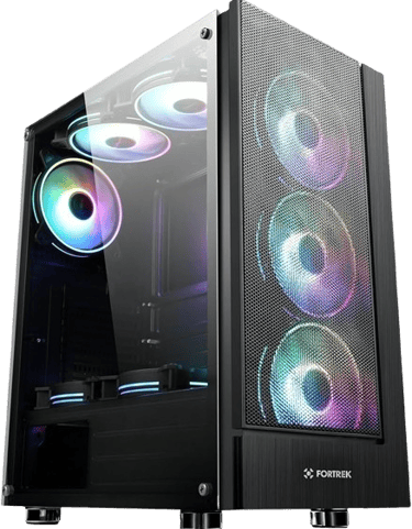 a computer case with a colorful colored light