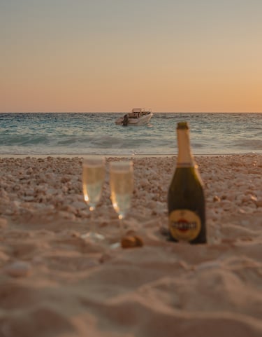 martini beach prosecco zakynthos boat trip sunset