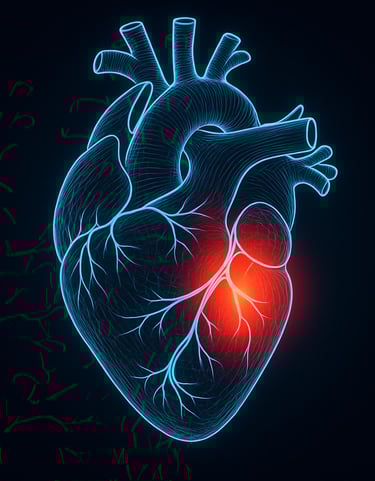 Ilustración de un corazón resaltado, representando el diagnóstico cardiaco por ecocardiografía