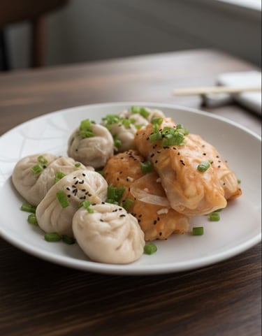 dumplings y spring rolls