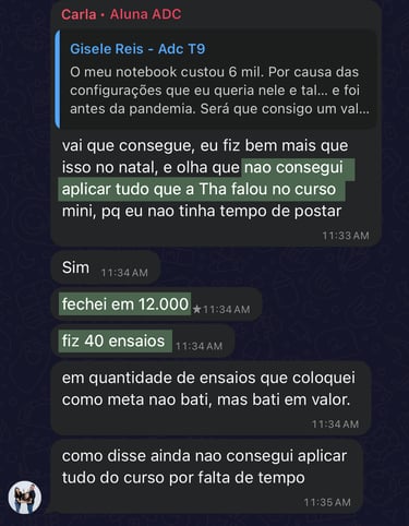 depoimento da aluna Carla