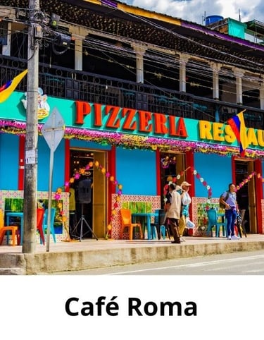 Restaurante y Pizzeria, Café Roma, ubicaedo en Cajamarca Tolima
