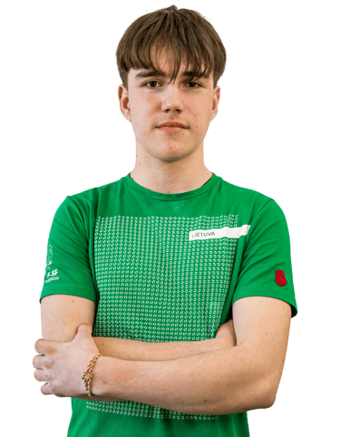 a boy in a green shirt 