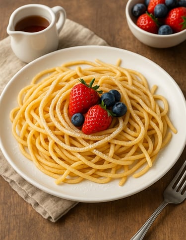 Pancake spaghetti on plate