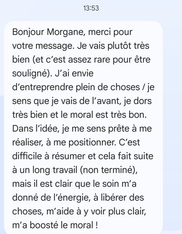 témoignage Nettoyage énergétique des personnes Morgane Reliance