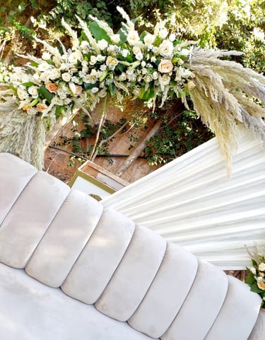 a pool with lounge chairs and a swimming pool