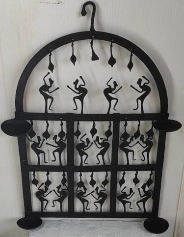 "Handmade iron oil lamp with dome cover–rustic ethnic lighting-Sent overseas"